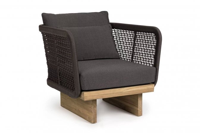 Ekskluzywny fotel wypoczynkowy XYLIA bizzotto ciemnoszary teak
