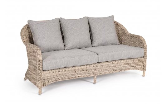 Klasyczna kanapa ogrodowa z beżowego technorattanu ADITYA bizzotto
