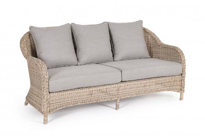 Klasyczna kanapa ogrodowa z beżowego technorattanu ADITYA bizzotto