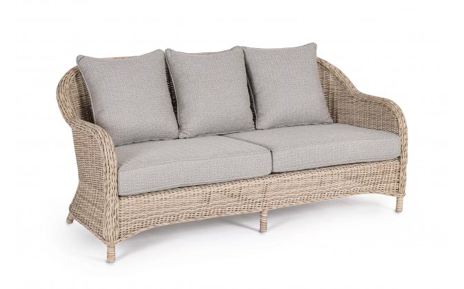Klasyczna kanapa ogrodowa z beżowego technorattanu ADITYA bizzotto