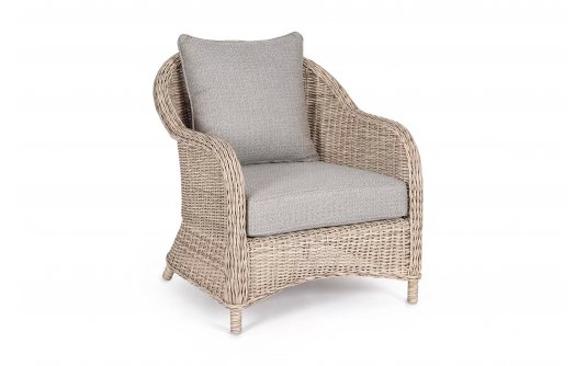 Klasyczny fotel z technorattanowy w kolorze beżowym ADITYA bizzotto Klasyczny fotel z technorattanowy w kolorze beżowym ADITYA bizzotto