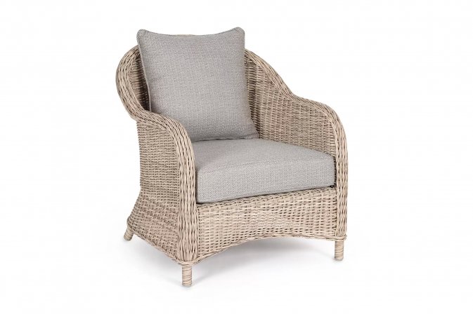 Klasyczny fotel z technorattanowy w kolorze beżowym ADITYA bizzotto