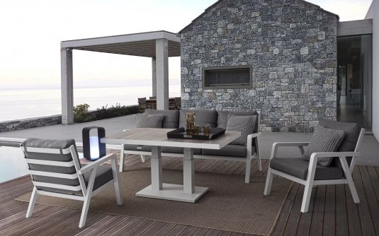 Nowoczesny komplet aluminiowy na taras TRUMAN bizzotto biały