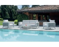 NANTES zestaw wypoczynkowy ogrodowy aluminium biały wicker écru