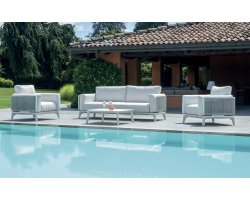 NANTES zestaw wypoczynkowy ogrodowy aluminium biały wicker écru