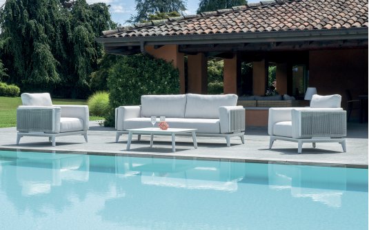 NANTES zestaw wypoczynkowy ogrodowy aluminium biały wicker écru NANTES zestaw wypoczynkowy ogrodowy aluminium biały wicker écru