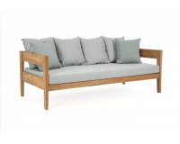 Sofa ogrodowa teaku z teak KOBO bizzotto szarozielone poduszki