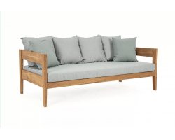 Sofa ogrodowa teaku z teak KOBO bizzotto szarozielone poduszki