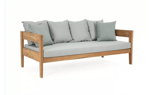 Sofa ogrodowa teaku z teak KOBO bizzotto szarozielone poduszki Sofa ogrodowa teaku z teak KOBO bizzotto szarozielone poduszki