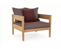 Fotel ogrodowy teak z drewna teak KOBO bizzotto bordowe poduszki