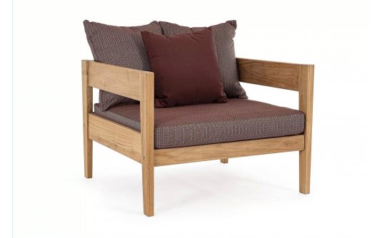 Fotel ogrodowy teak z drewna teak KOBO bizzotto bordowe poduszki Fotel ogrodowy teak z drewna teak KOBO bizzotto bordowe poduszki