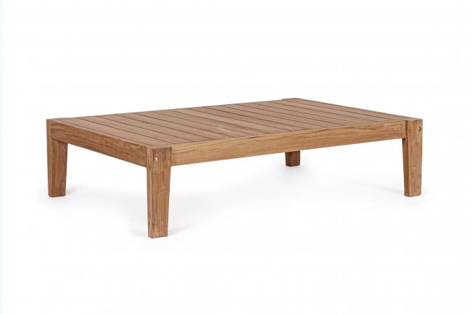 Stolik ogrodowy kawowy teak z drewna teak KOBO bizzotto ciemnoszare poduszki