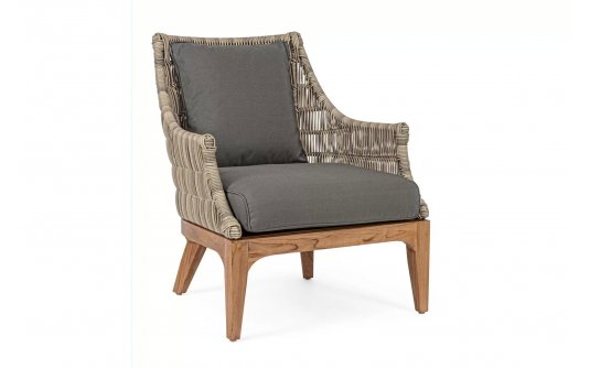 Fotel ogrodowy wypoczynkowy technorttanowo-teakowe KEILANI bizzotto