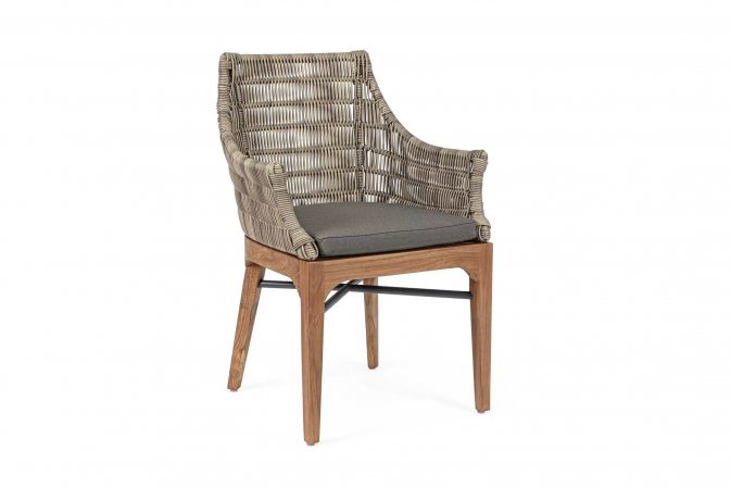 Krzesło do ogrodowej jadalni teakowo technorattanowej KEILANI bizzotto
