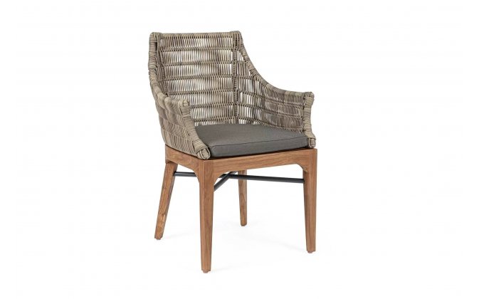 Krzesło do ogrodowej jadalni teakowo technorattanowej KEILANI bizzotto