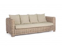 Beżowa sofa trzyosobowa rattanowa do patio FORTALEZALEZA bizzotto