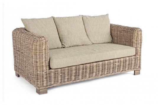 Beżowa sofa dwuosobowa rattanowe do patio FORTALEZALEZA bizzotto