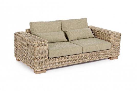 Kubistyczna beżowa sofa rattanowa do ogrodu zimowego LEANDRO bizzotto