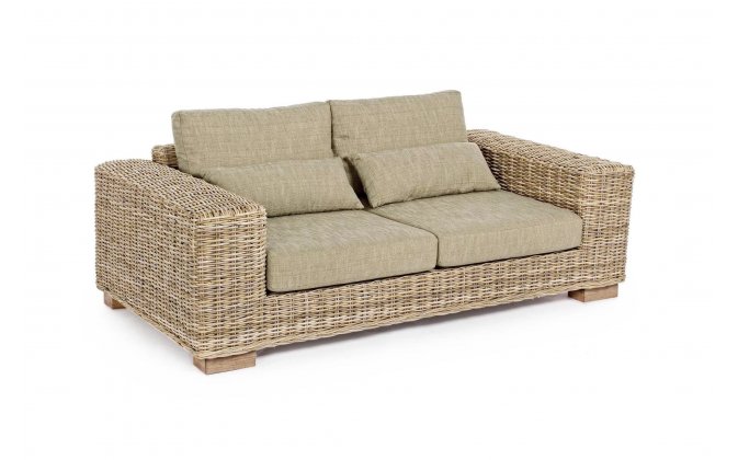 Kubistyczna beżowa sofa rattanowa do ogrodu zimowego LEANDRO bizzotto 