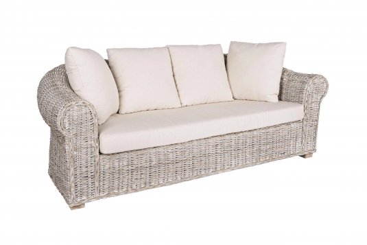 Sofa klsyczna z bielonego rattanu COBA bizzotto