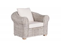 Bielony z naturalnego rattanu fotel wypoczynkowy COBA bizzotto