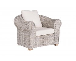 Bielony z naturalnego rattanu fotel wypoczynkowy COBA bizzotto