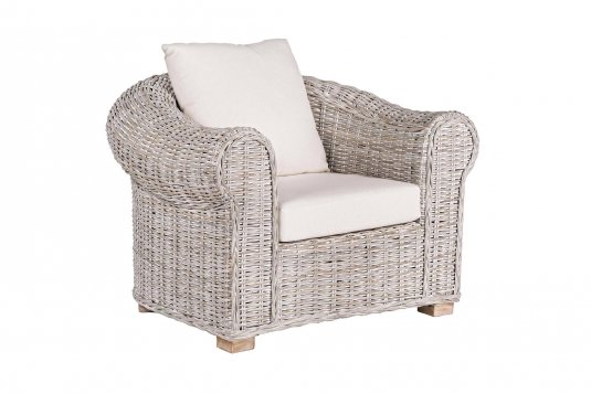 Bielony z naturalnego rattanu fotel wypoczynkowy COBA bizzotto