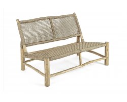 Ławka sofa teakowa z technorattanem LAMPOK bizzotto