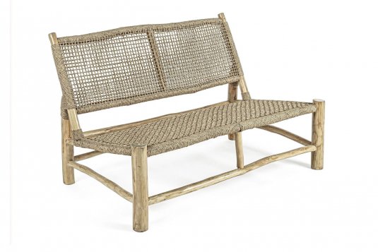 Ławka sofa teakowa z technorattanem LAMPOK bizzotto