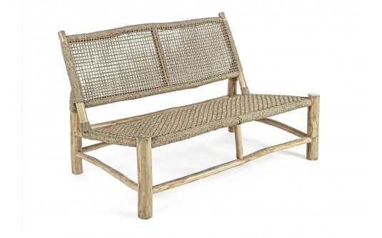 Ławka sofa teakowa z technorattanem LAMPOK bizzotto Ławka sofa teakowa z technorattanem LAMPOK bizzotto