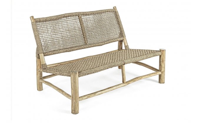 Ławka sofa teakowa z technorattanem LAMPOK bizzotto