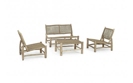 Meble ogrodowe teakowe z technorattanem LAMPOK bizzotto Meble ogrodowe teakowe z technorattanem LAMPOK bizzotto