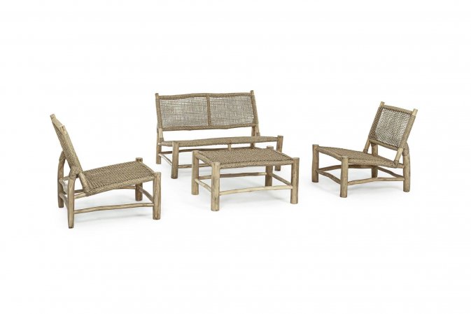 Meble ogrodowe teakowe z technorattanem LAMPOK bizzotto