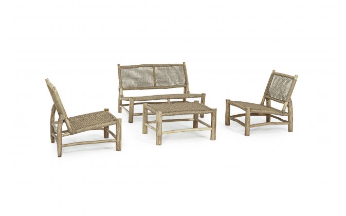 Meble ogrodowe teakowe z technorattanem LAMPOK bizzotto