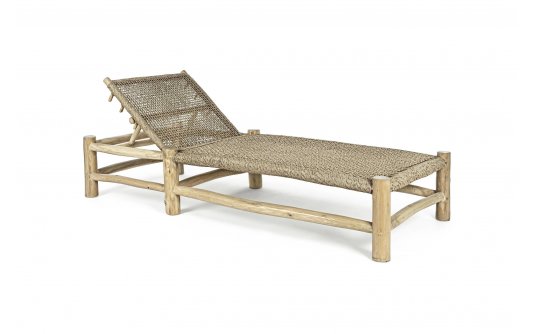 Leżak ogrodowy z drewna teakowego i technorattanu LAMPOK bizzotto