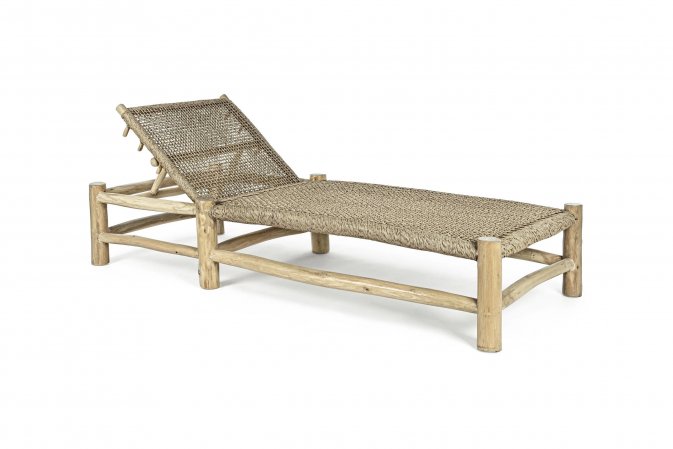 Leżak ogrodowy z drewna teakowego i technorattanu LAMPOK bizzotto