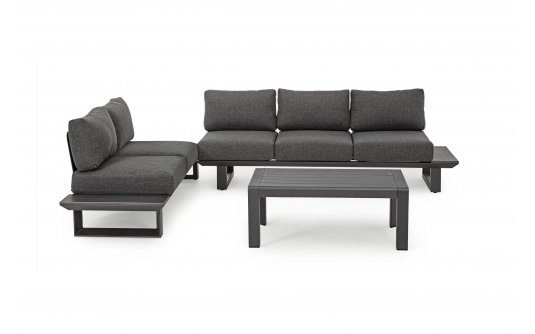 Platformowy narożnik ogrodowy aluminiowy ciemnoszary KONNOR bizzotto Platformowy narożnik ogrodowy aluminiowy ciemnoszary KONNOR bizzotto