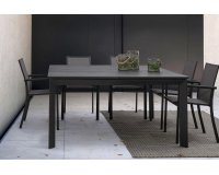 Ciemnoszary zestaw stołowy aluminiowy z rozkładanym stołem 160x160 KONNOR bizzotto