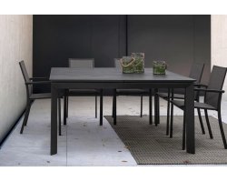 Ciemnoszary zestaw stołowy aluminiowy z rozkładanym stołem 160x160 KONNOR bizzotto
