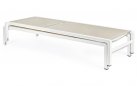 Biały leżak ogrodowy aluminiowy z piaskowym siedziskiem z tekstyliny konnor bizzotto