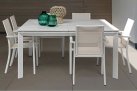 Biały zestaw stołowy aluminiowy z rozkładanym stołem 160x160 KONNOR bizzotto