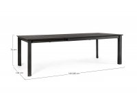 Ciemnoszary rozkładany stół 160-240x100 aluminiowy ogrodowy KONNOR bizzotto