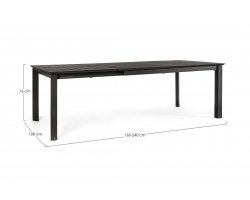 Ciemnoszary rozkładany stół 160-240x100 aluminiowy ogrodowy KONNOR bizzotto