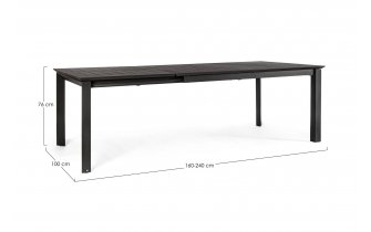 Ciemnoszary rozkładany stół 160-240x100 aluminiowy ogrodowy KONNOR bizzotto