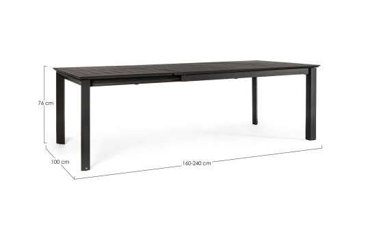 Ciemnoszary rozkładany stół 160-240x100 aluminiowy ogrodowy KONNOR bizzotto Ciemnoszary rozkładany stół 160-240x100 aluminiowy ogrodowy KONNOR bizzotto