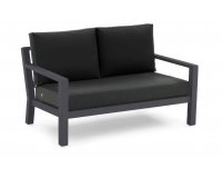 Dwuosobowa sofa aluminiowa ogrodowa ciemnoszara timber z grafitowymi poduszkami