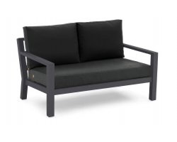 Dwuosobowa sofa aluminiowa ogrodowa ciemnoszara timber z grafitowymi poduszkami