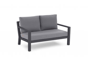 Sofa wypoczynkowa 2-osobowa na taras aluminiowa grafitowa TIMBER grube poduszki szare