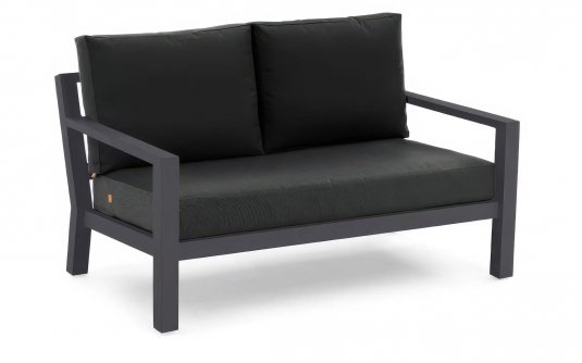 Dwuosobowa sofa aluminiowa ogrodowa ciemnoszara timber z grafitowymi poduszkami