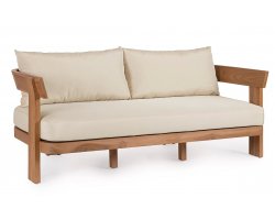 Sofa wypoczynkowa do patio 2,5-osobowa EVORA drewno teakowe / poduszki Olefin